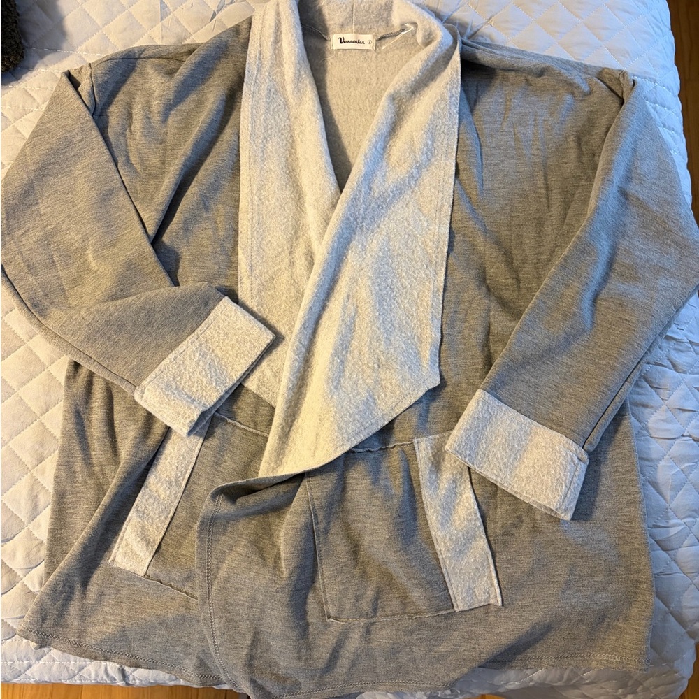 Gray and Cream Women's Cardigan